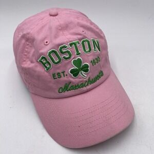 Boston Massachusetts Shamrock Hat Pink Green Clean Up Cotton Strapback St Patric